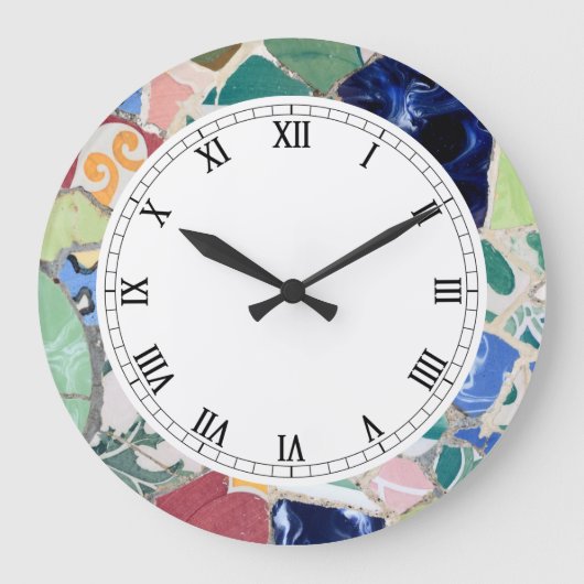 Park Guell mosaics Wall Clock Grote Klok (Voorkant)
