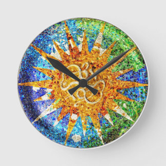 Park Guell mosaics Wall Clock Ronde Klok