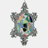 Park Guell-mozaïeken Tin Sneeuwvlok Ornament (Links)