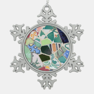 Park Guell-mozaïeken Tin Sneeuwvlok Ornament