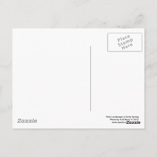 Park Landschap in de vroege lente Briefkaart (Achterkant)