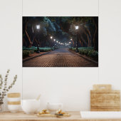 Park Path par Lamplight - Poster Serene Evening (Cuisine)