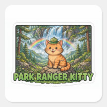 Park Ranger Kitty Sticker — Oranje Tabby Ranger Ha