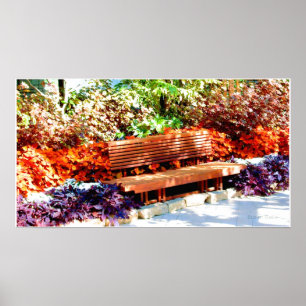 Parkbank in botanische tuin poster