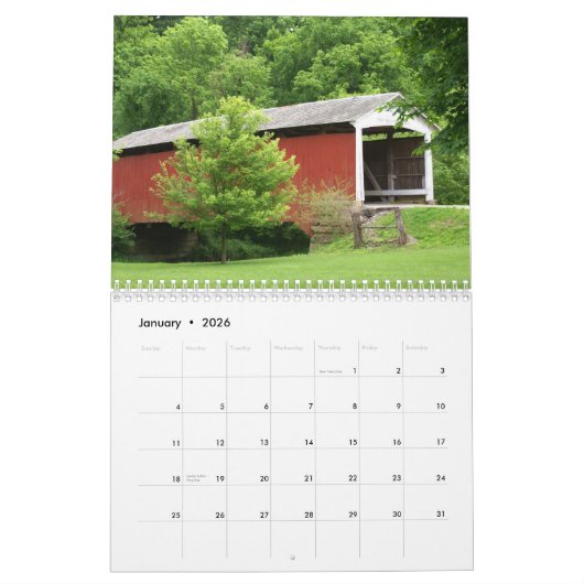 Parke County Indiana Covered Bridges Kalender (Jan 2026)