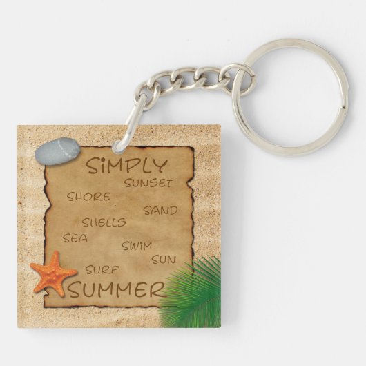 Parkeer op zand Achtergrond - Sleutelhanger (Achterkant)