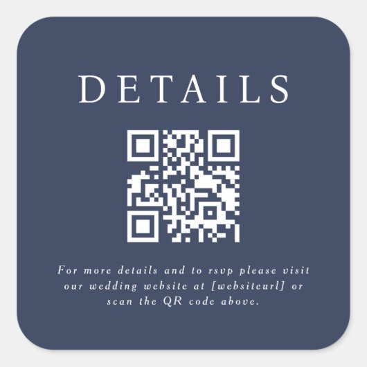 Parker Bruiloft QR Code Vierkante Sticker (Voorkant)