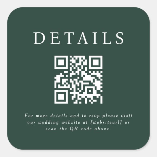 Parker Bruiloft QR Code Vierkante Sticker (Voorkant)