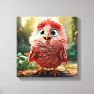 Parker - De rode kardinaal chick Canvas Afdruk