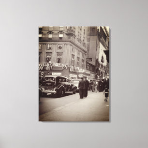 Parker House Hotel Boston 1930's Street Scene Car Canvas Afdruk