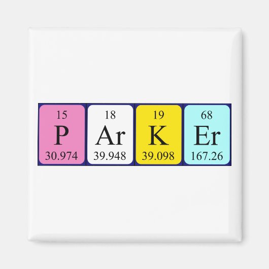 Parker periodieke table name magnet magneet (Voorkant)