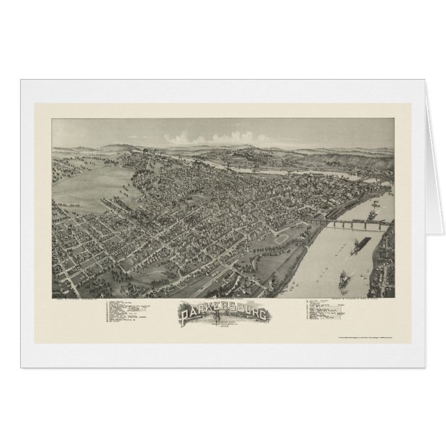 Parkersburg, carte panoramique de WV - 1899 (Devant horizontal)
