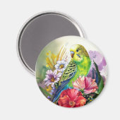 Parkiet en bloemen magneet (Voorkant / Achterkant)