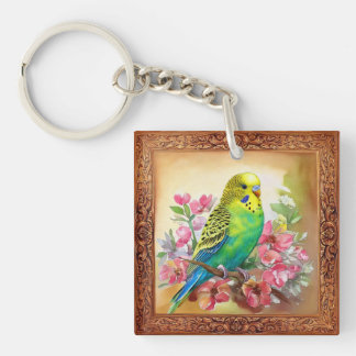 Parkiet en bloesems sleutelhanger