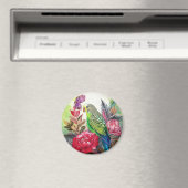 Parkiet en rode bloem magneet (Insitu (Vaatwasser))