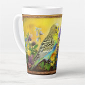 parkiet en wilde bloemen latte mok (Linkerhoek)