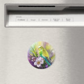 Parkiet en witte bloemen magneet (Insitu (Vaatwasser))