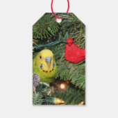 Parkiet in een kerstboom cadeaulabel (Achterkant)