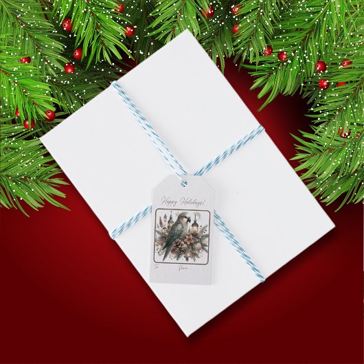 Parkiet Lantaarns Kerstmis Cadeaulabel
