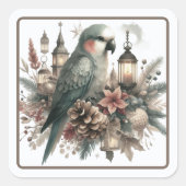 Parkiet Lantaarns Kerstmis Vierkante Sticker (Voorkant)