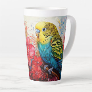 Parkiet met bloemen latte mok