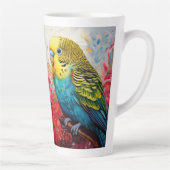 Parkiet met bloemen latte mok (Rechts)