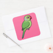 Parkiet met roos vierkante sticker (Envelop)