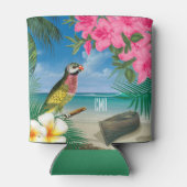  parkiet op een ontwerp van de tropische oceaan blikjeskoeler (Achterkant)