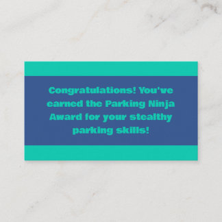 Parking Ninja Award Visitekaartje