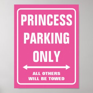 PARKING PRINCESSE SEULEMENT affiches Rose néon c