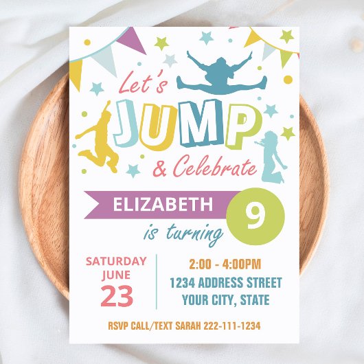 Parking Trampoline blanc invitation d'anniversaire
