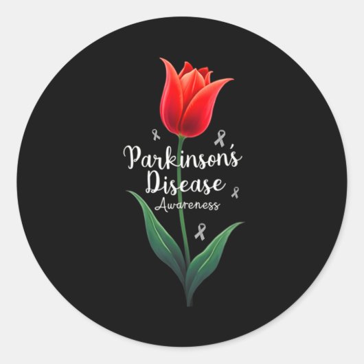 Parkinson Ziekte Bewustmaking Tulip April Maand Ronde Sticker (Voorkant)