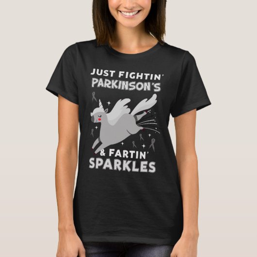 Parkinson's appendix kanker unicorn farting sparkl t-shirt (Voorkant)