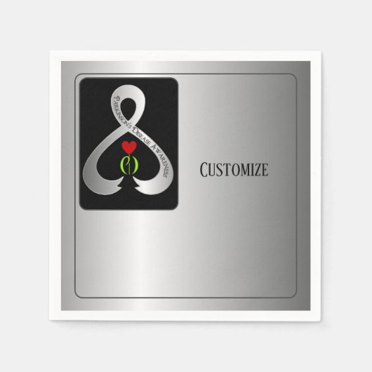 Parkinson's Awareness Ribbon Silver Servet (Voorkant)