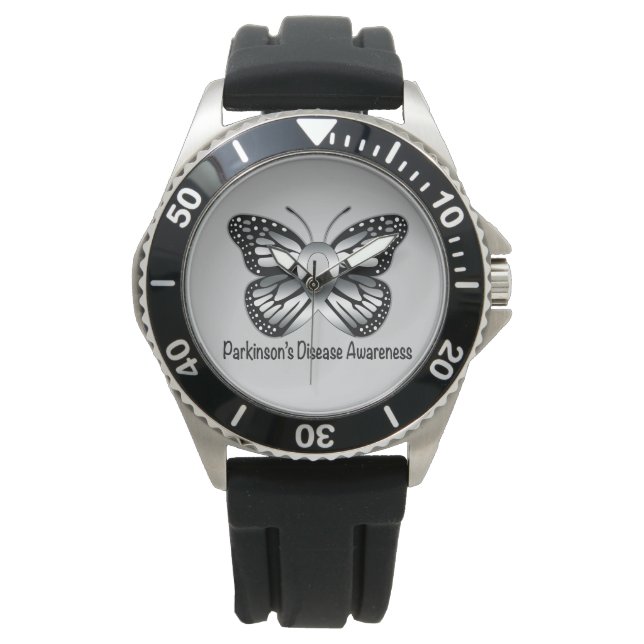 Parkinson's Disease Butterfly Awareness Ribbon Horloge (Voorkant)