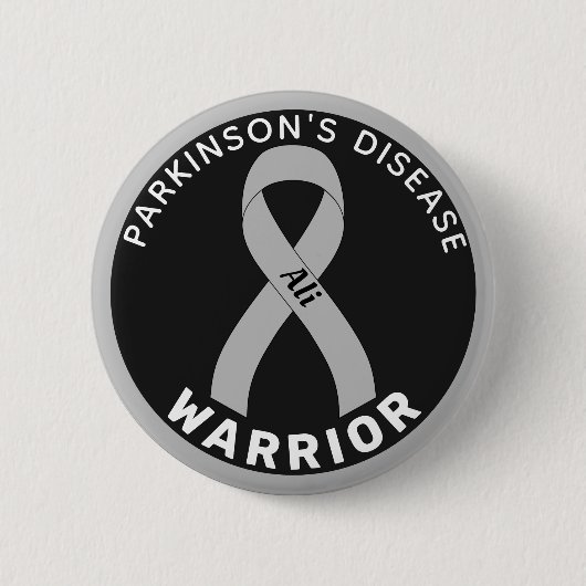 Parkinson's Disease Warrior Ribbon Black Button (Voorkant)