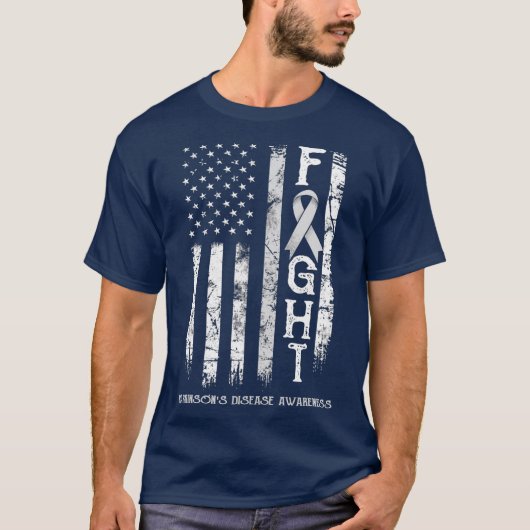 Parkinsons Disease Warrior US Flag T-shirt (Voorkant)