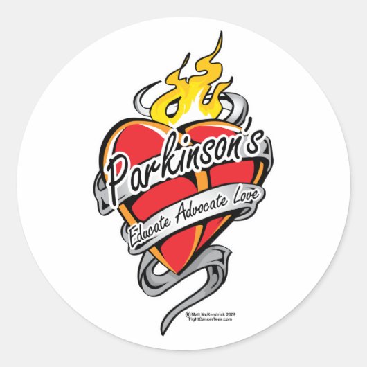 Parkinson's Tattoo Heart Ronde Sticker (Voorkant)