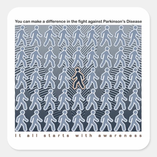 Parkinsons vecht begint met bewustzijn vierkante sticker (Voorkant)