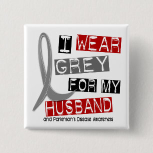 Parkinsons Ziekte DRAAG ik GRAY VOOR MIJN HUSBAND  Vierkante Button 5,1 Cm