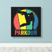 Parkour Gratis Running Training Traceur Retro Canvas Afdruk (Insitu (Houten vloer))