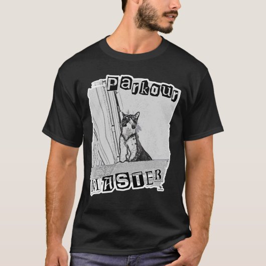  Parkour Master Funny Punk Kitty Design T-shirt (Voorkant)