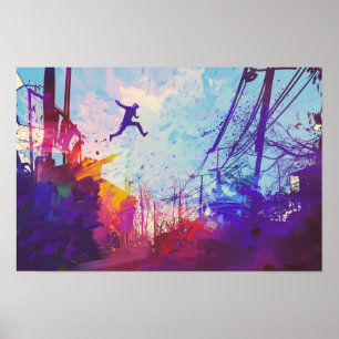 Parkour Stedelijke Hindernisbaan Poster
