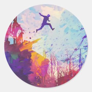 Parkour Urban Free Runing Freestyling Modern Art Ronde Sticker