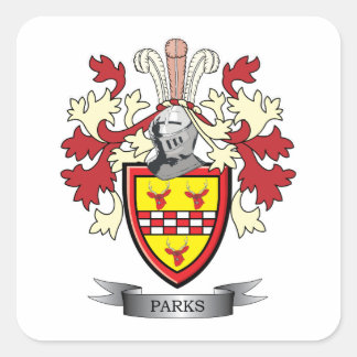 Parks Family Crest Coat. Vierkante Sticker