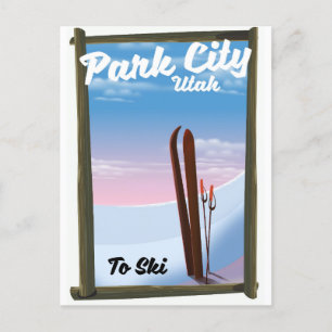 Parkstad Utah Ski — reisposter Briefkaart