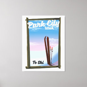 Parkstad Utah Ski — reisposter Canvas Afdruk