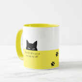 Parler de chat sournoois à votre mug de chat jaune (Devant gauche)