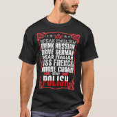 Parlez le T-shirt russe de polonais de séjour de (Devant)