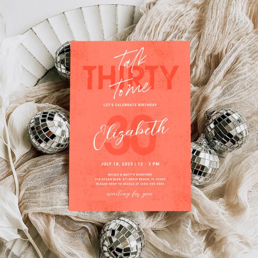 Parlez trente à moi 30e carte d'invitation anniver